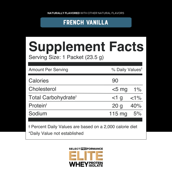 Select Proformance Elite Whey Protein Isolate French Vanilla 23.5g