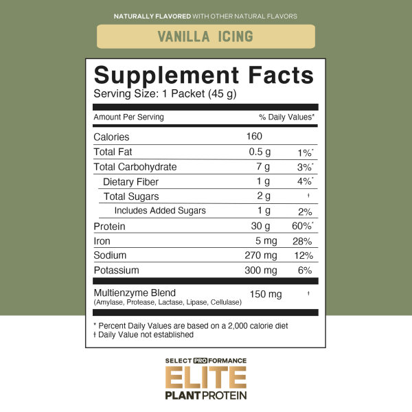 Select Proformance Elite Plant Protein Vanilla Icing 45g