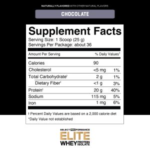 Select Proformance Elite Whey Protein Isolate Chocolate 2lb - Image 3