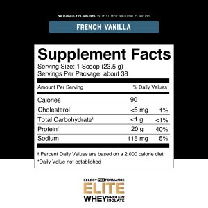 Select Proformance Elite Whey Protein Isolate French Vanilla 2lb - Image 3