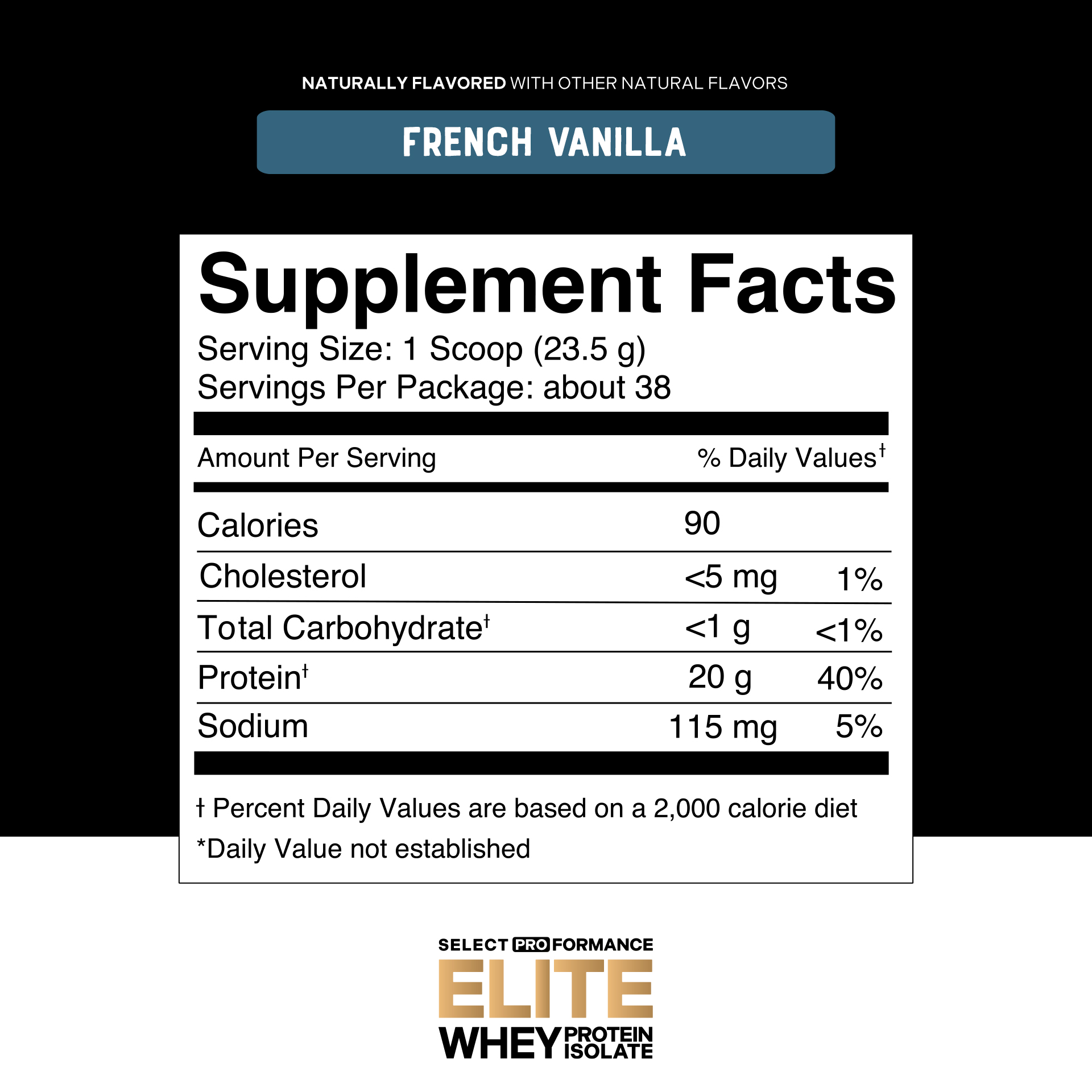 Select Proformance Elite Whey Protein Isolate French Vanilla 2lb - Image 3
