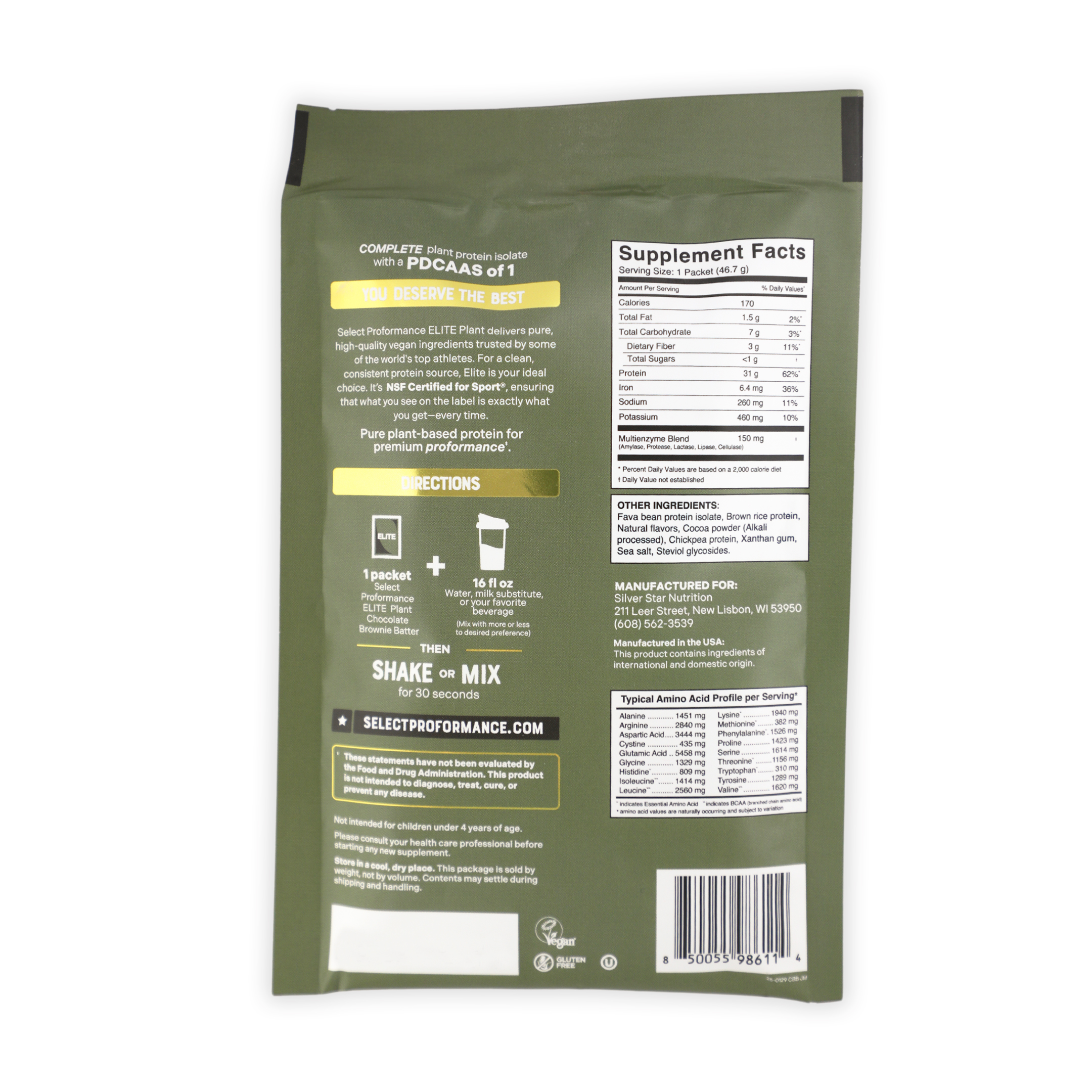 Select Proformance Elite Plant Protein Chocolate Brownie Batter 46.7g - Image 2