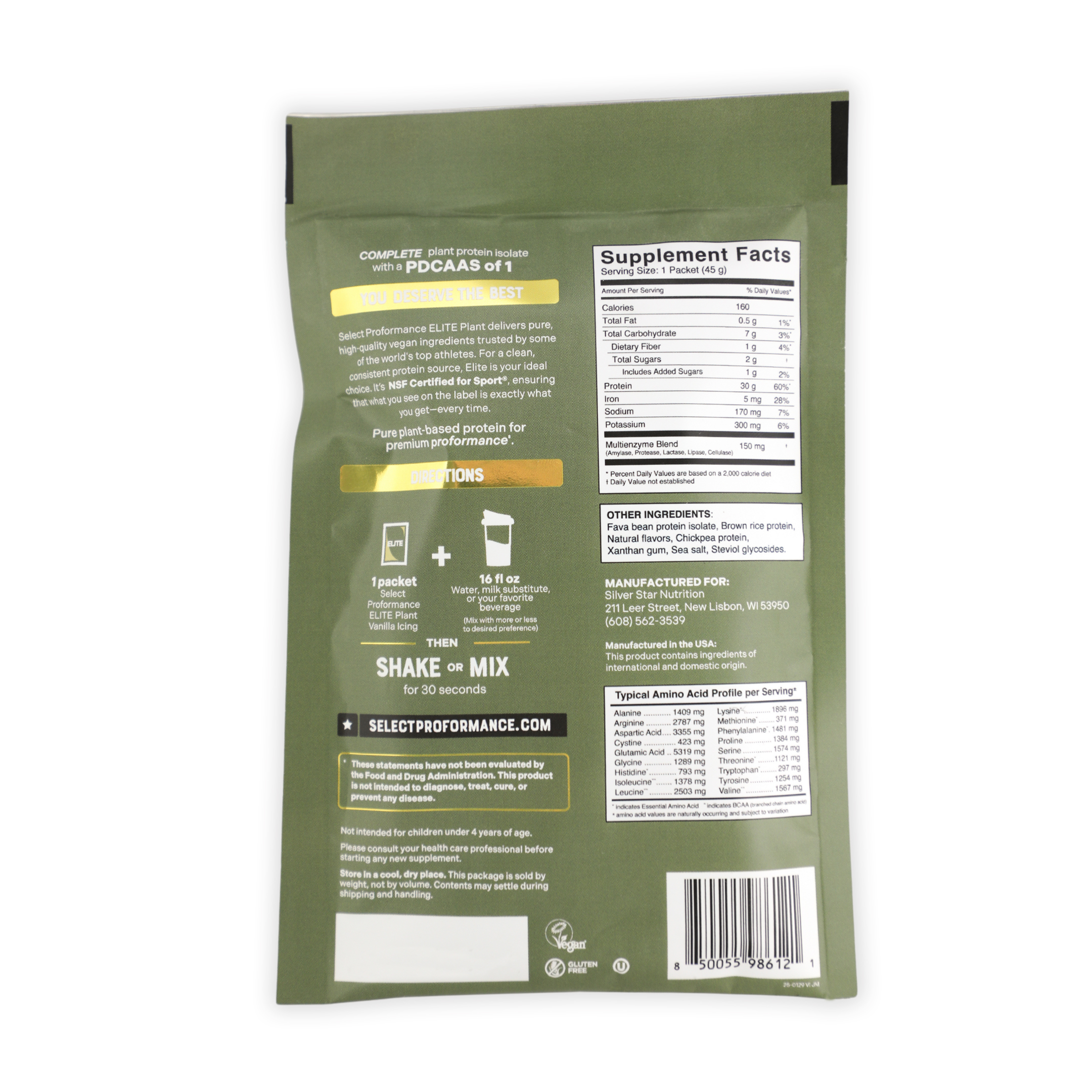 Select Proformance Elite Plant Protein Vanilla Icing 45g - Image 2